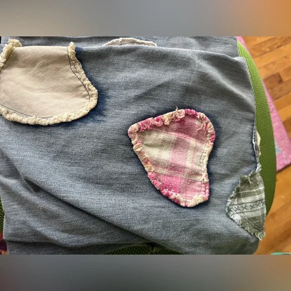 Blue Velvet lightweight patchwork heart embroidered jeans medium nwt - Picture 10 of 13